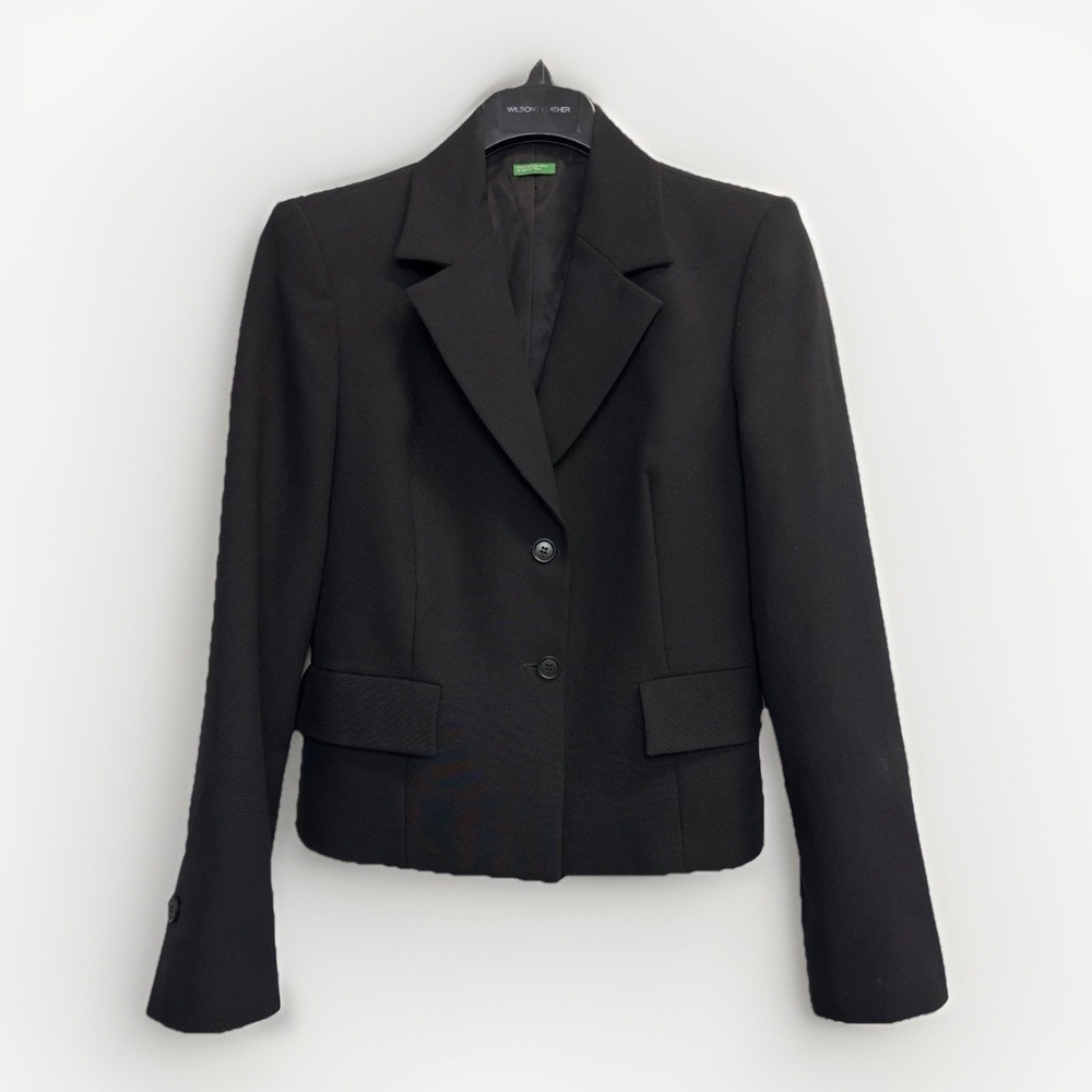 Colors Of BENETTON Womens Size EU 44/ US M 2 Button Blazer Jacket Black Pockets